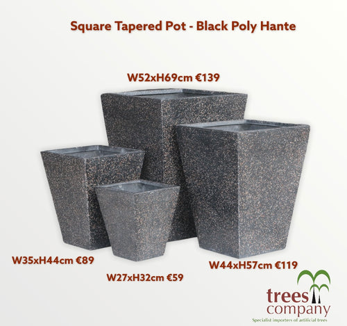 Square Tapered Pot - Black Poly Hante